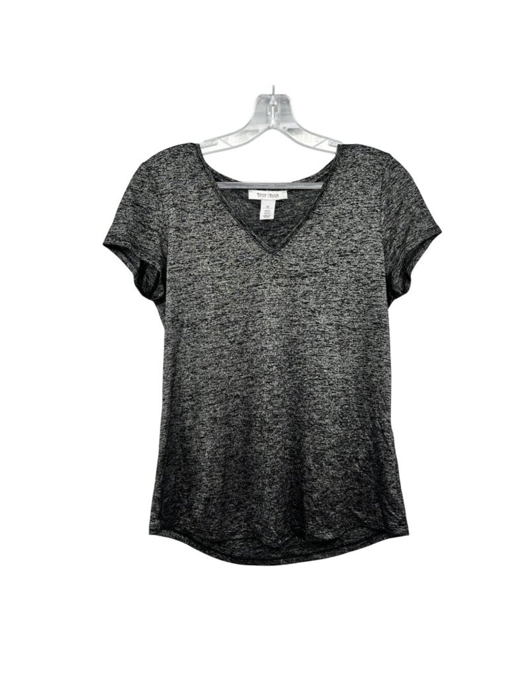 WHBM Womens Black/Gray Short Sleeve T-Shirt V-Neck Size XS